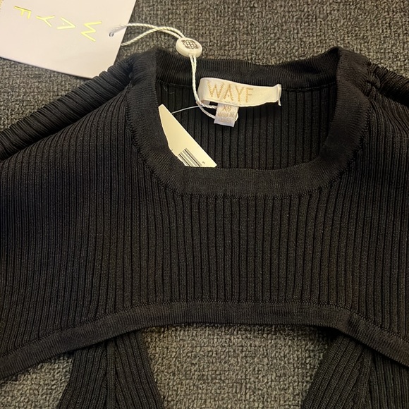 WAYF 2 piece Black V-neck Knit Long Sleeve Top 🖤 NWT XS - Picture 5 of 5